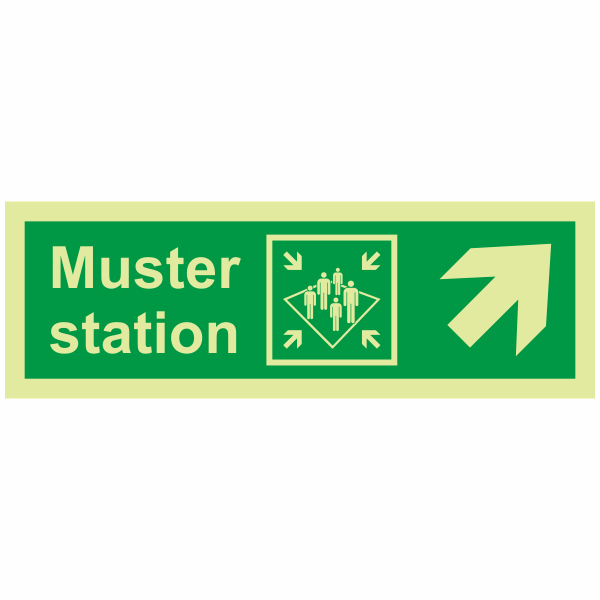 IMPA 33.4533 Muster Station Arrow Up Right Sign
