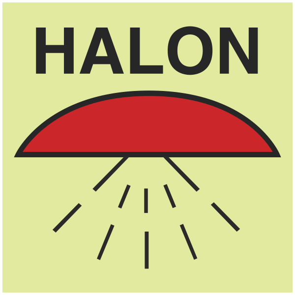 IMPA 33.6011 Space Protected by Halon 1301 Sign