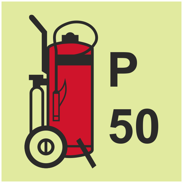 IMPA 33.6085 50kg Wheeled Powder Fire Extinguisher Sign