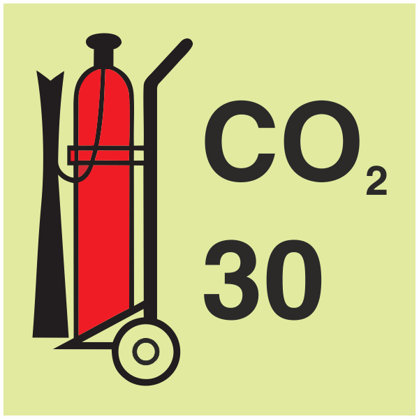 IMPA 33.6086 30kg Wheeled CO2 Fire Extinguisher Sign