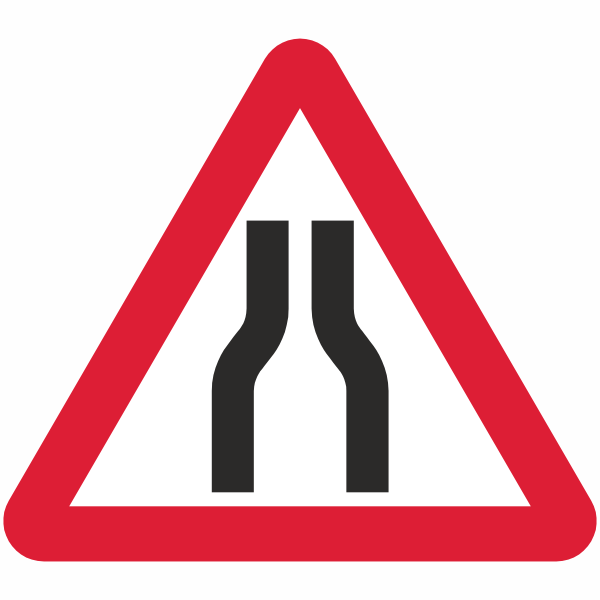 Road narrows on both sides ahead DOT 516
