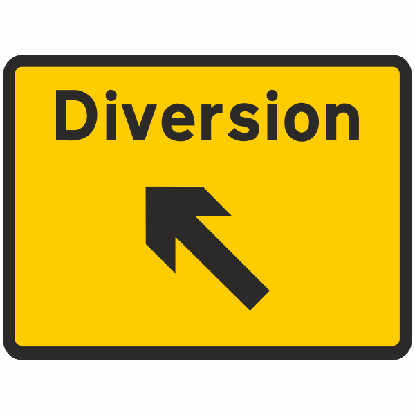 DOT 2702 Diversion Up Left Quick-Lock Sign