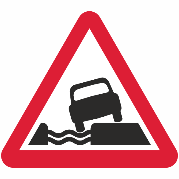 DOT 555.1 Water course alongside road left ahead sign