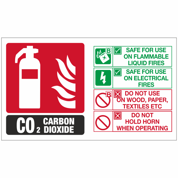 CO2 carbon dioxide fire extinguisher id marker sign