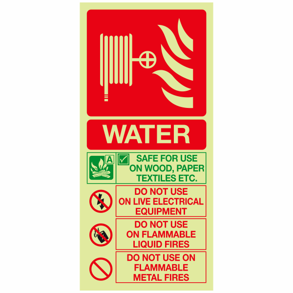 Photoluminescent Water Hose Reel Sign