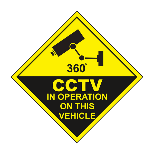 360 degrees CCTV in operation on this vehicle sign 360 degrees CCTV in operation on this vehicle sign