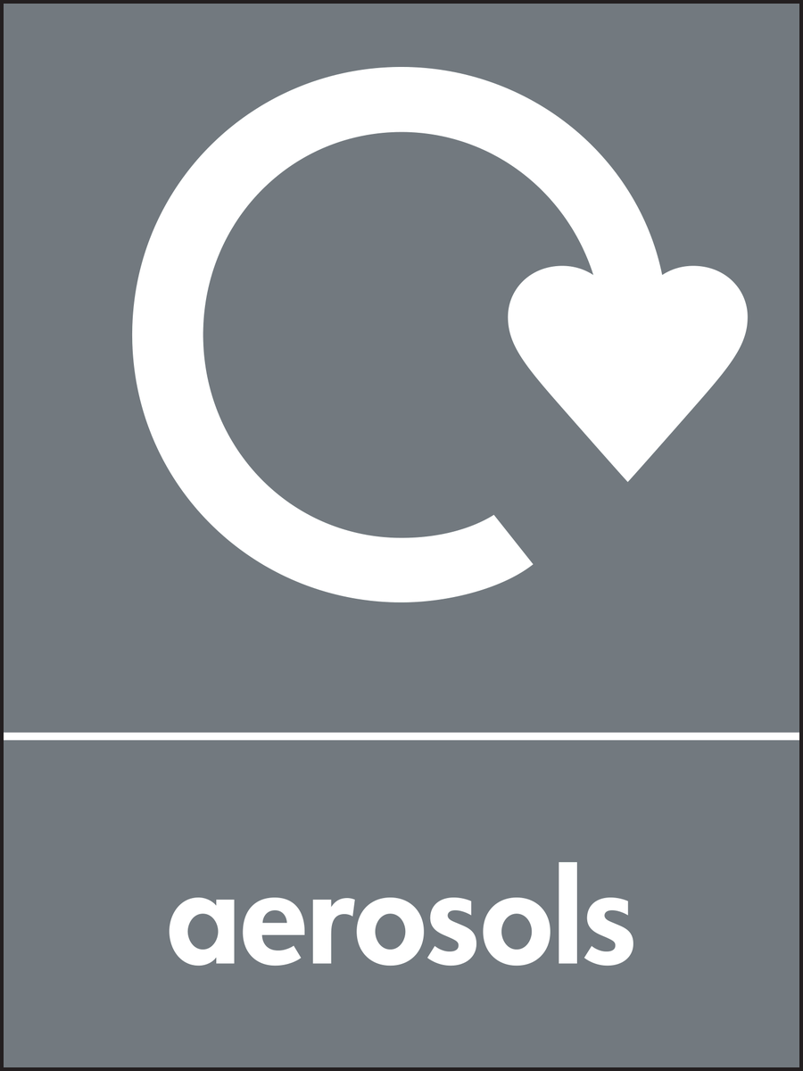 Aerosols Waste Recycling Signs WRAP Recycling Signs