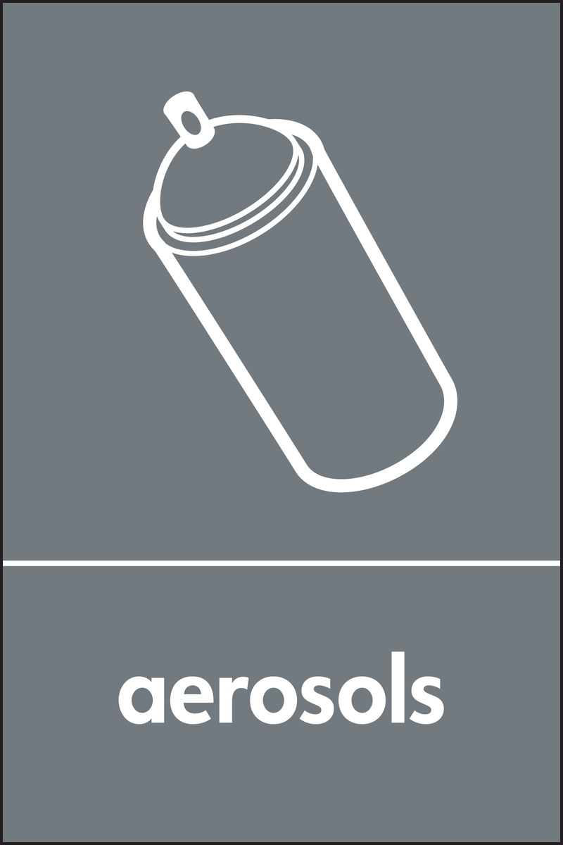 Aerosols Waste Recycling Signs WRAP Recycling Signs