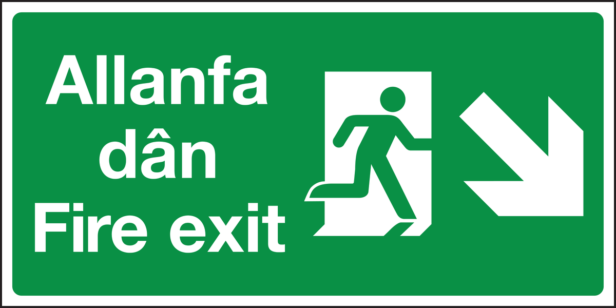 Allanfa dan fire exit right diagonal down sign