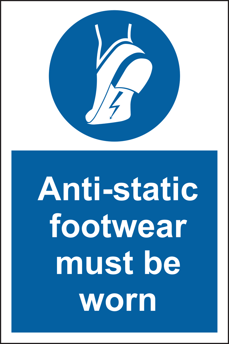 Anti-static footwear must be worn sign