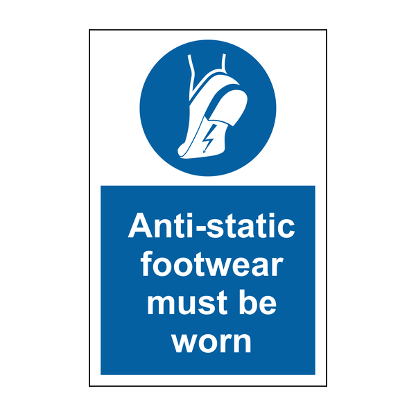 Anti-static footwear must be worn sign