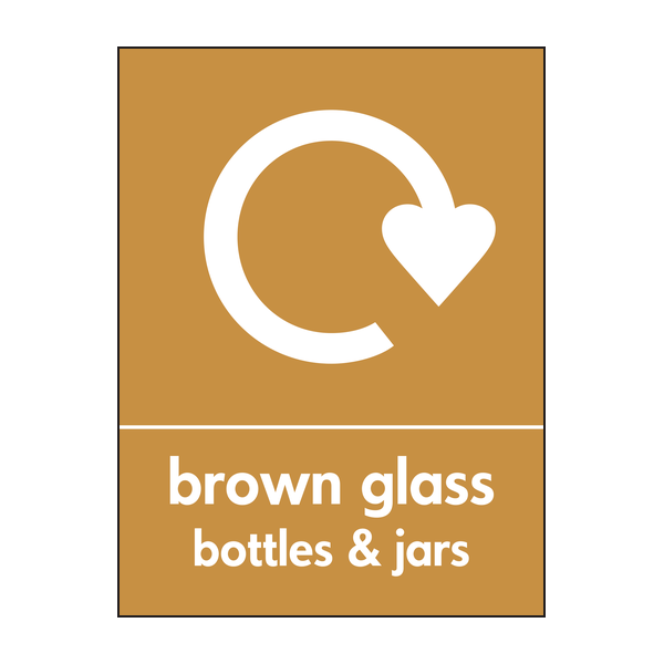 Brown Glass Bottles & Jars Waste Recycling Signs WRAP Recycling Signs  