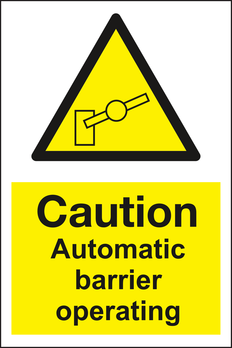 Caution Automatic barrier operating sign
