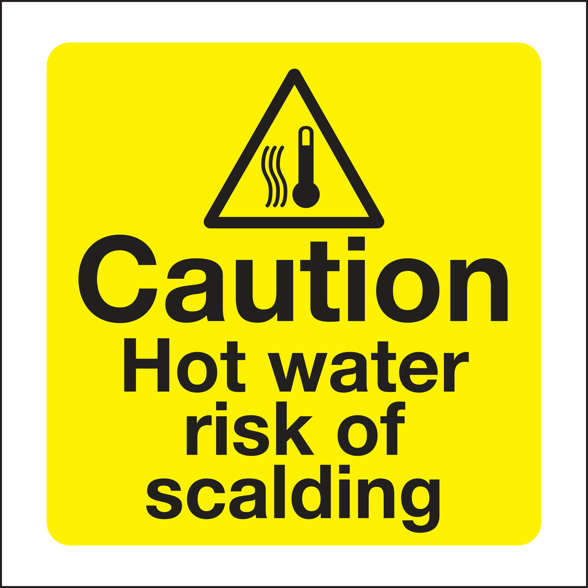 Caution hot water risk of scalding sign