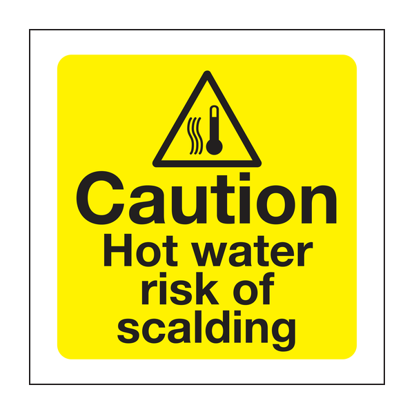 Caution hot water risk of scalding safety sign Caution hot water risk of scalding safety sign