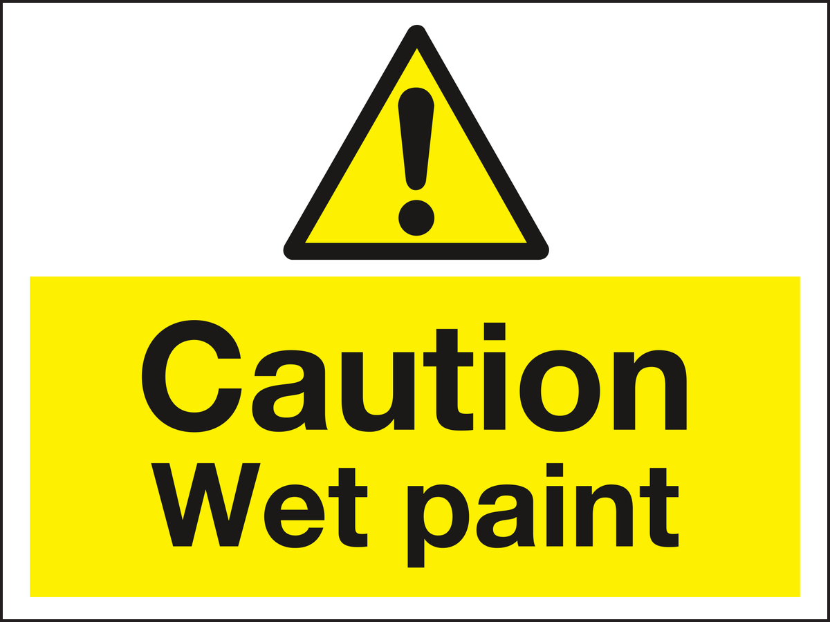 Caution wet paint sign