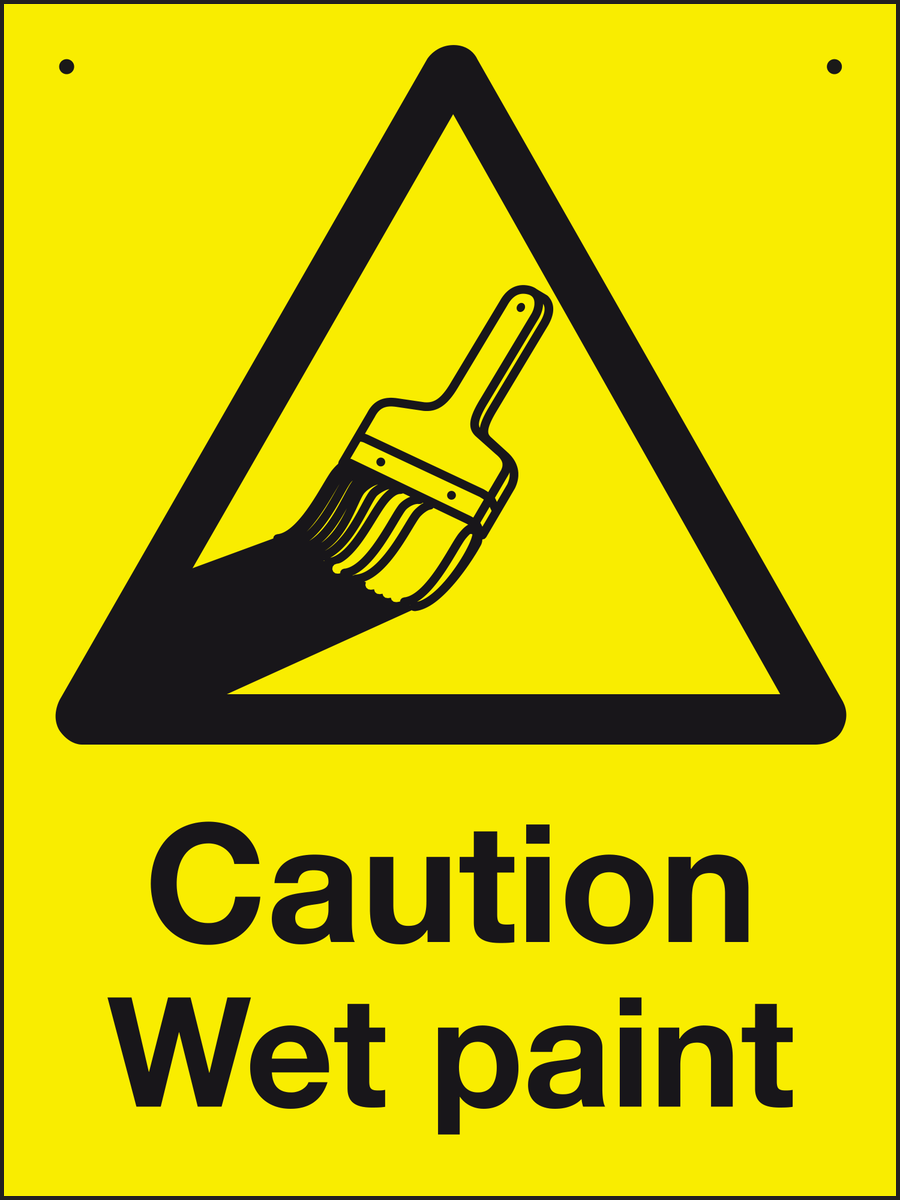 Caution wet paint sign