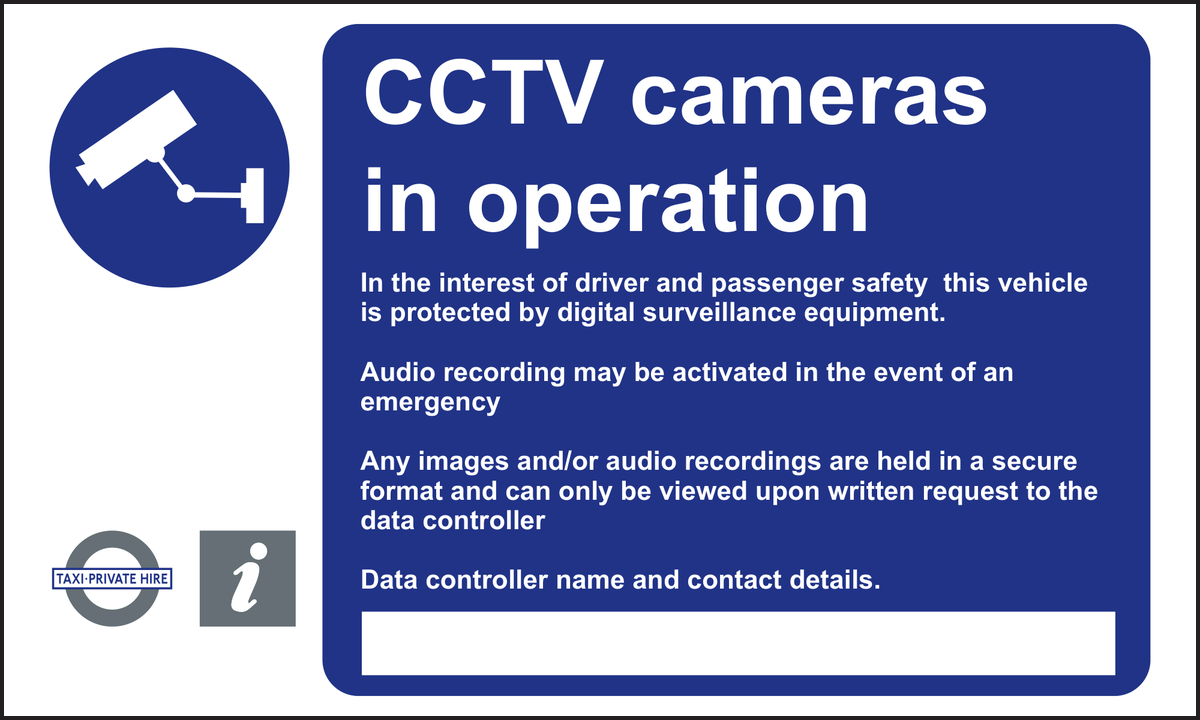 CCTV Cameras in operation TAXI sign