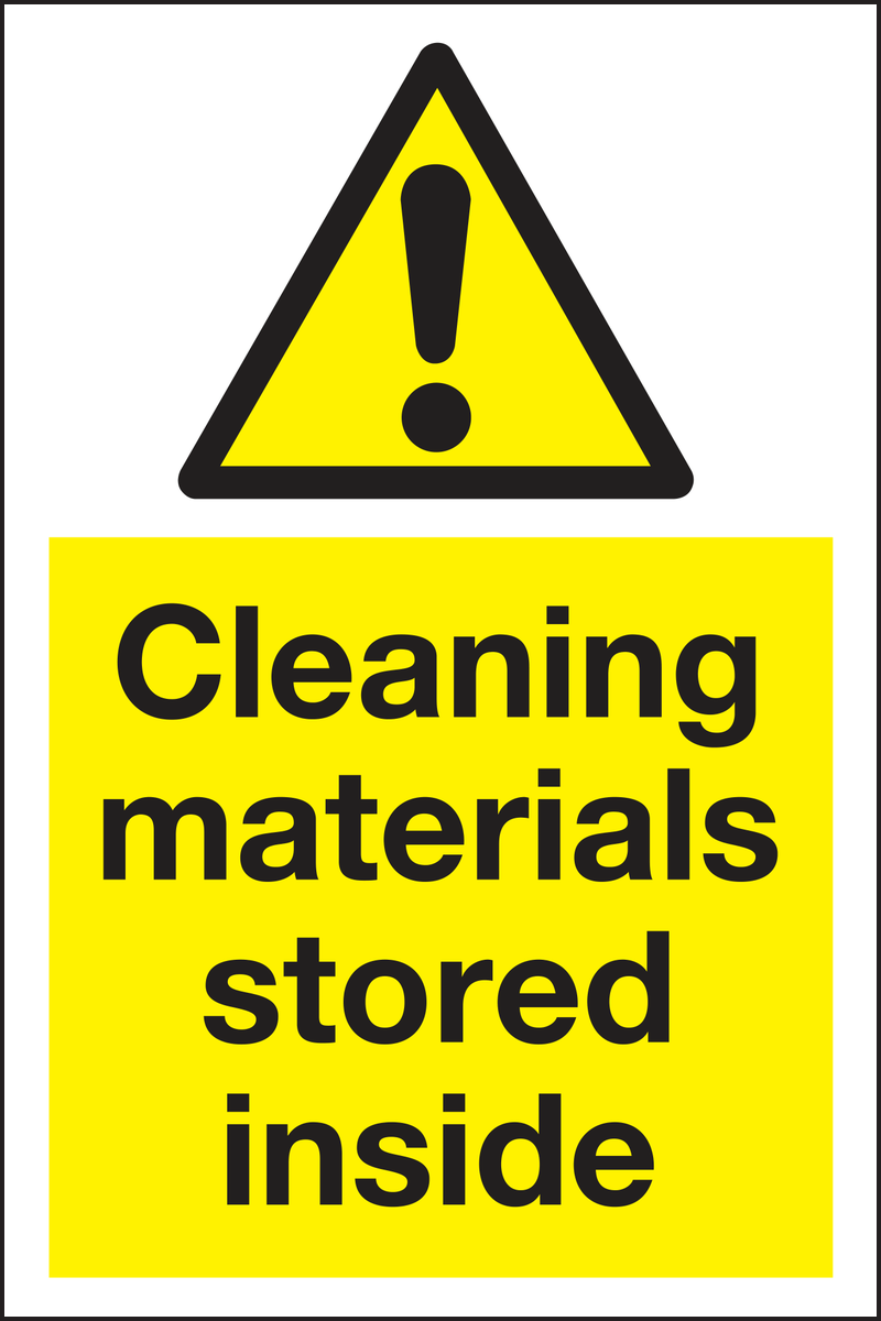 Cleaning materials stored inside sign