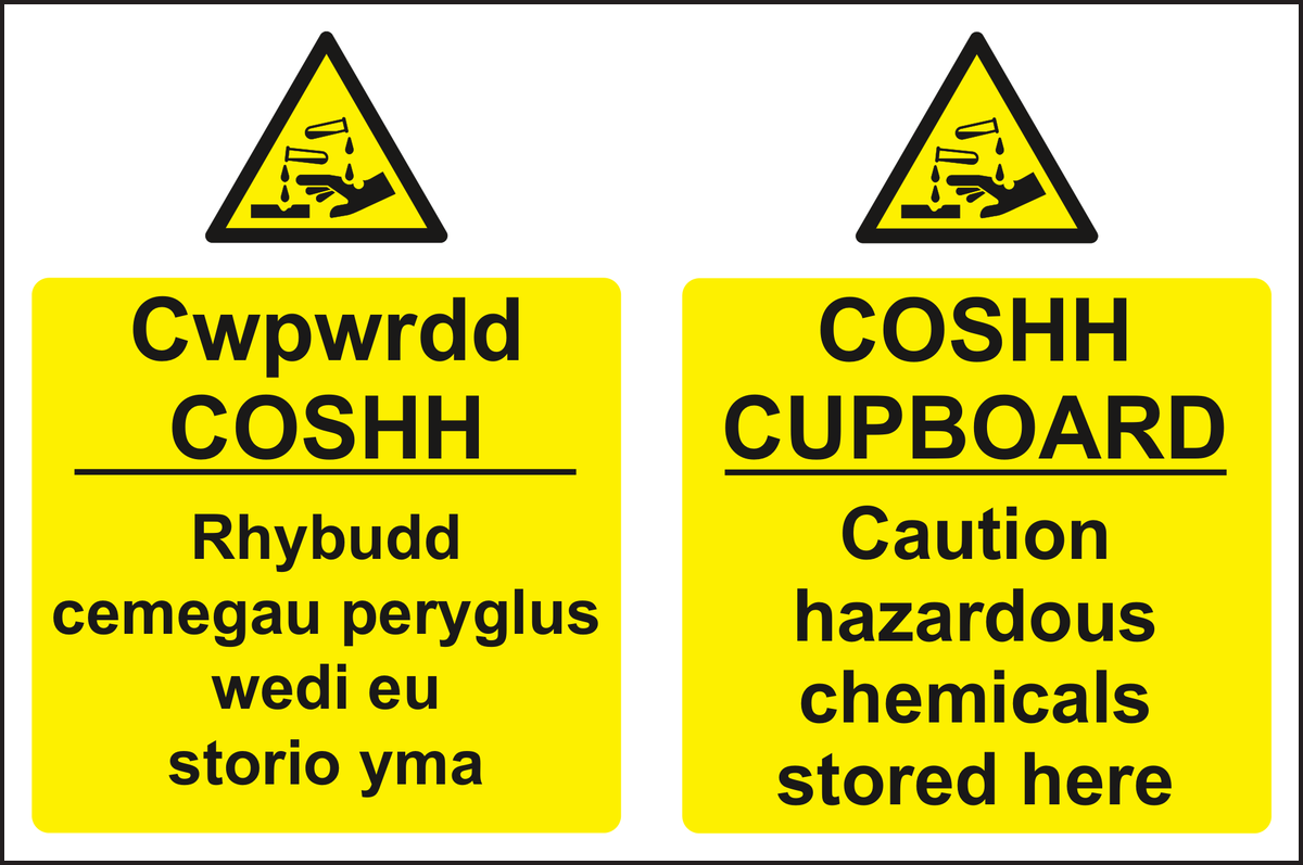 COSHH CUPBOARD Cwpwrdd Welsh English Sign