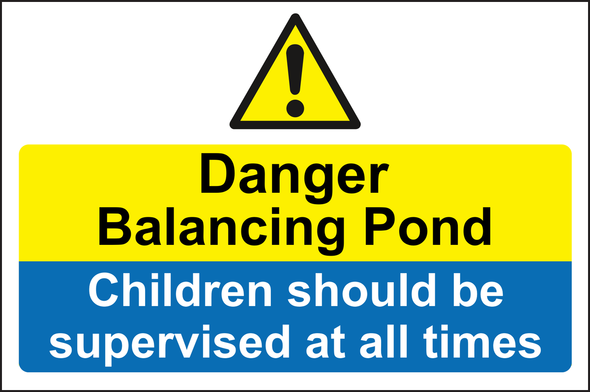 Danger balancing pond sign