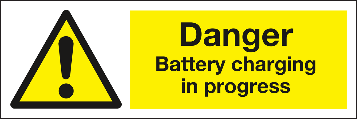 Danger battery charging in progress sign
