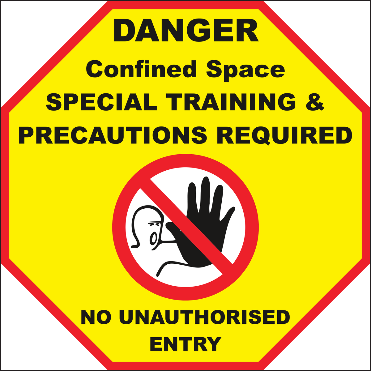 Danger Confined Space Special Training & Precautions Required No Unauthorised Entry Sign