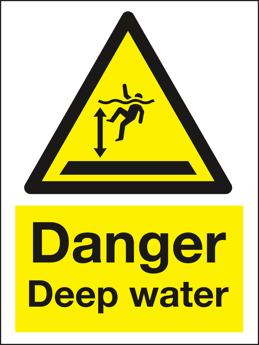 Danger deep water sign
