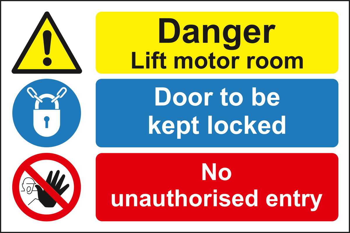 Danger lift motor room sign