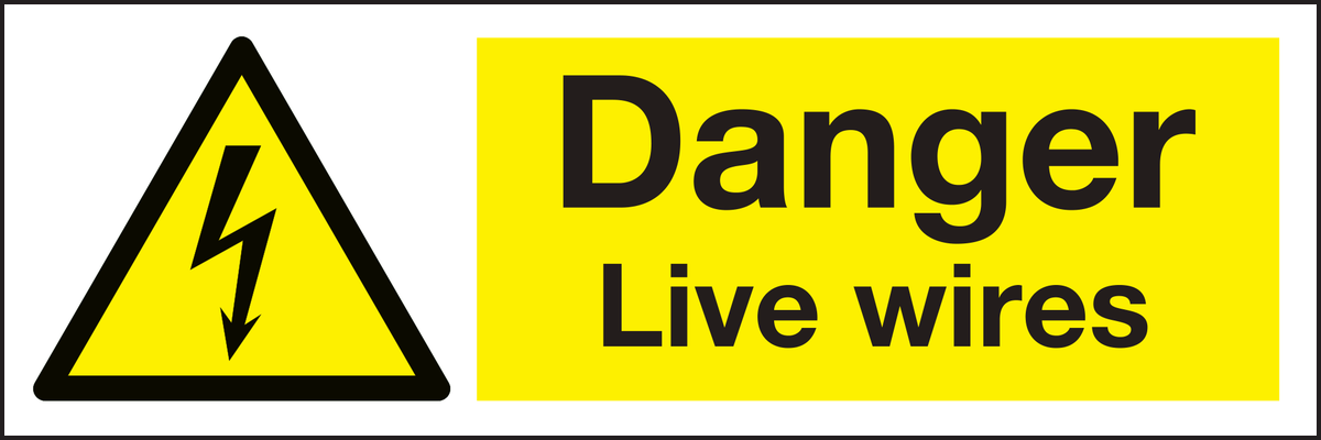 Danger live wires sign