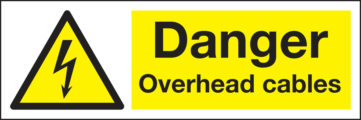 Danger overhead cables sign