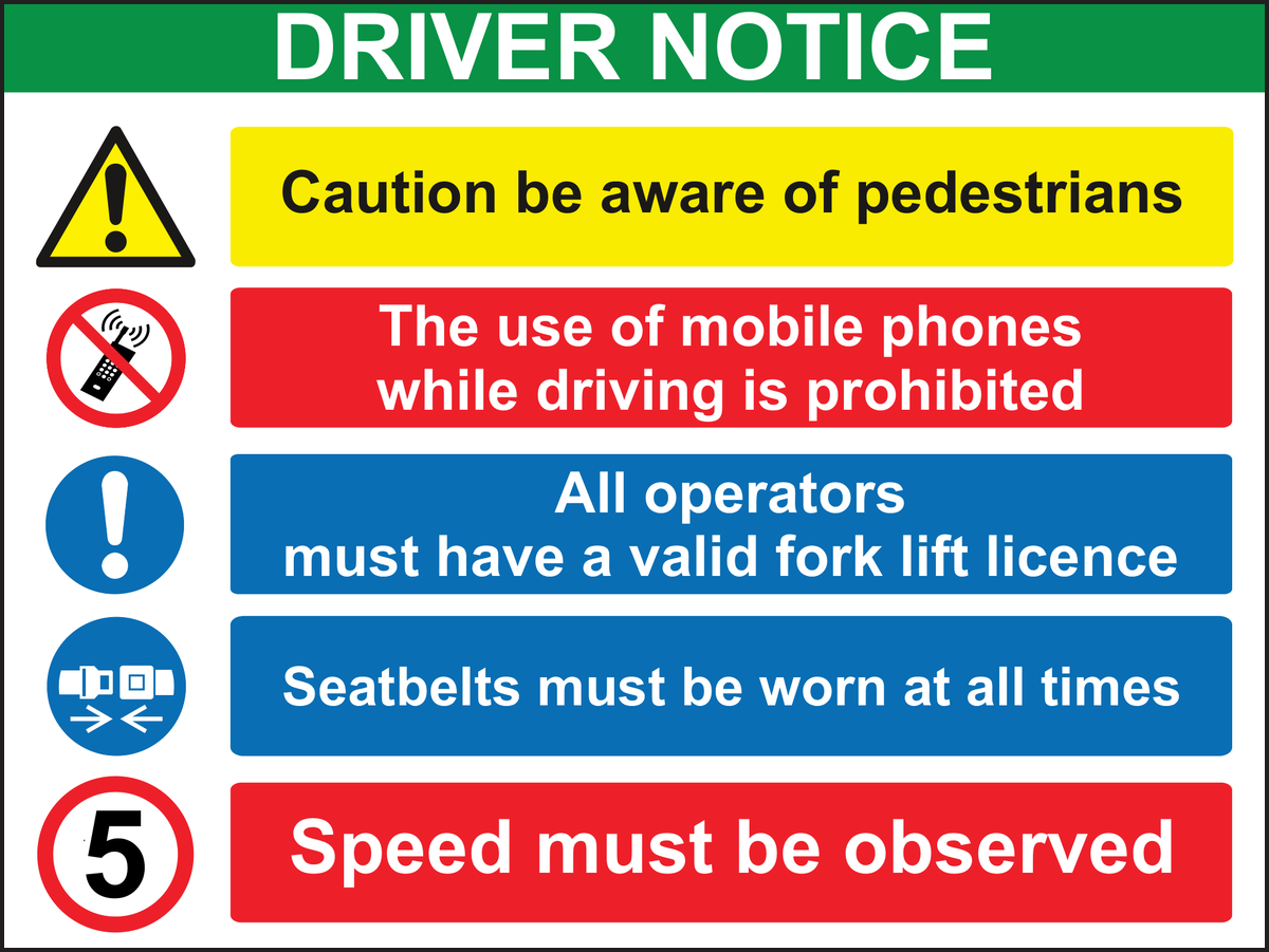 Driver Notice Sign 5mph Speed Must Be Observed
