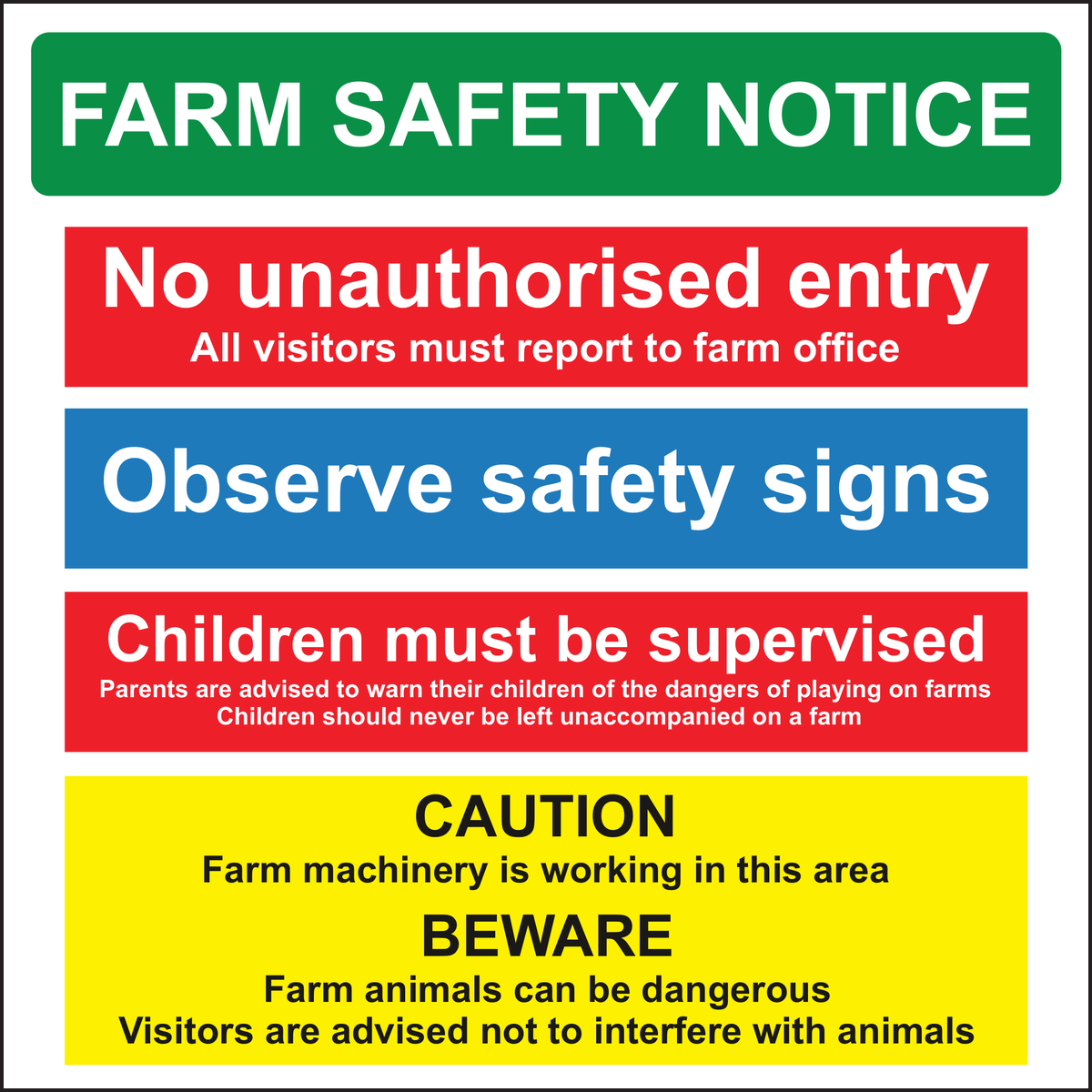Farm Safety Notice Sign