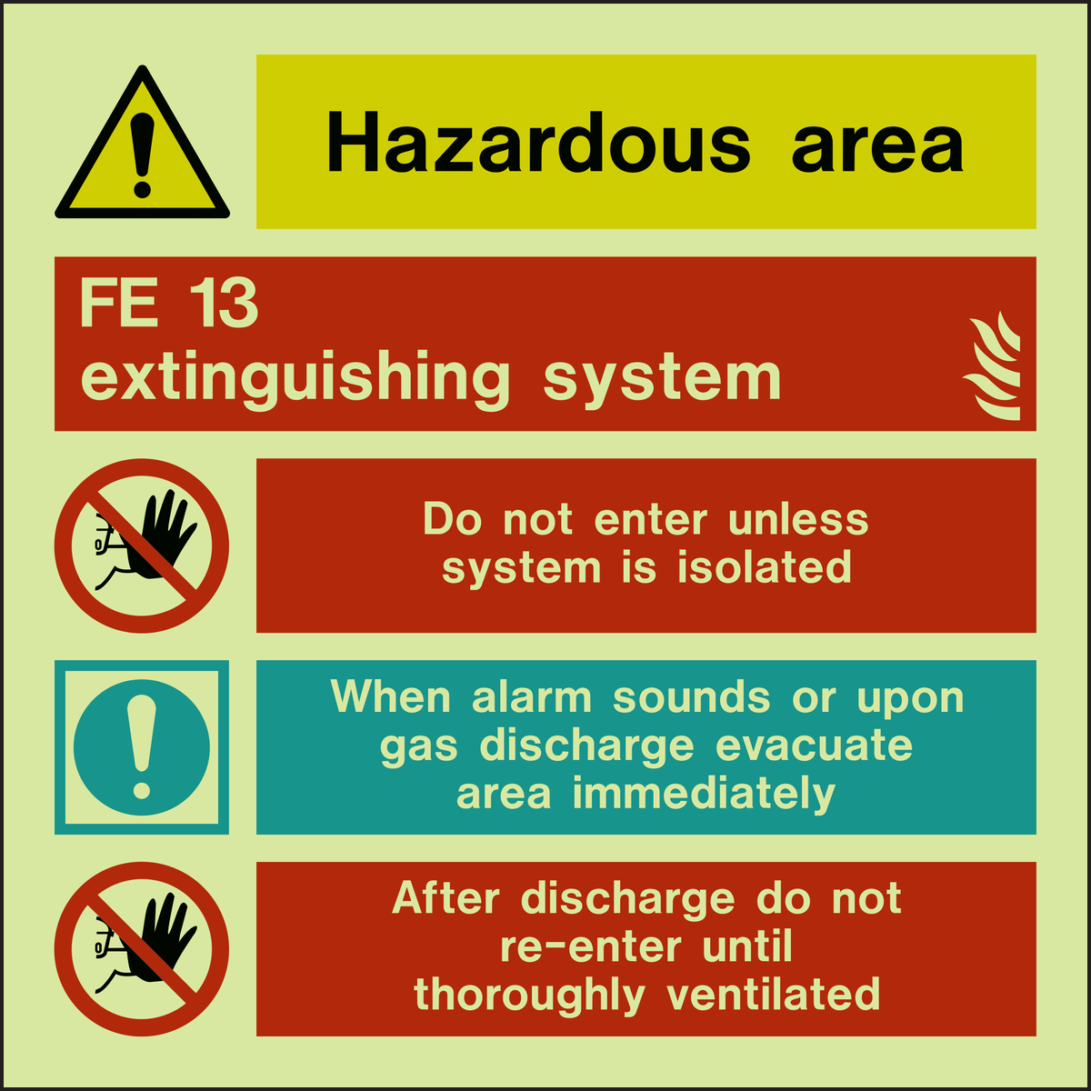 FE 13 Extinguishing System Sign