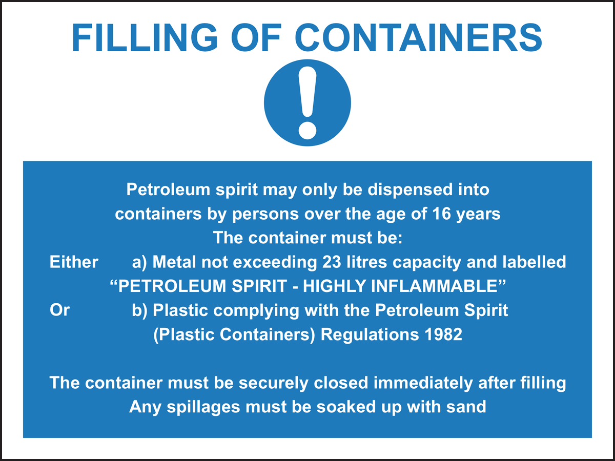 Filling of Containers sign