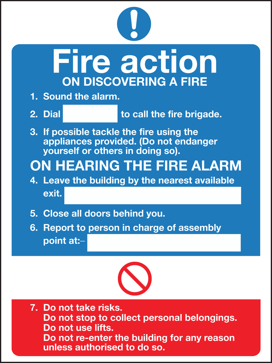 Fire action on discovering a fire sign