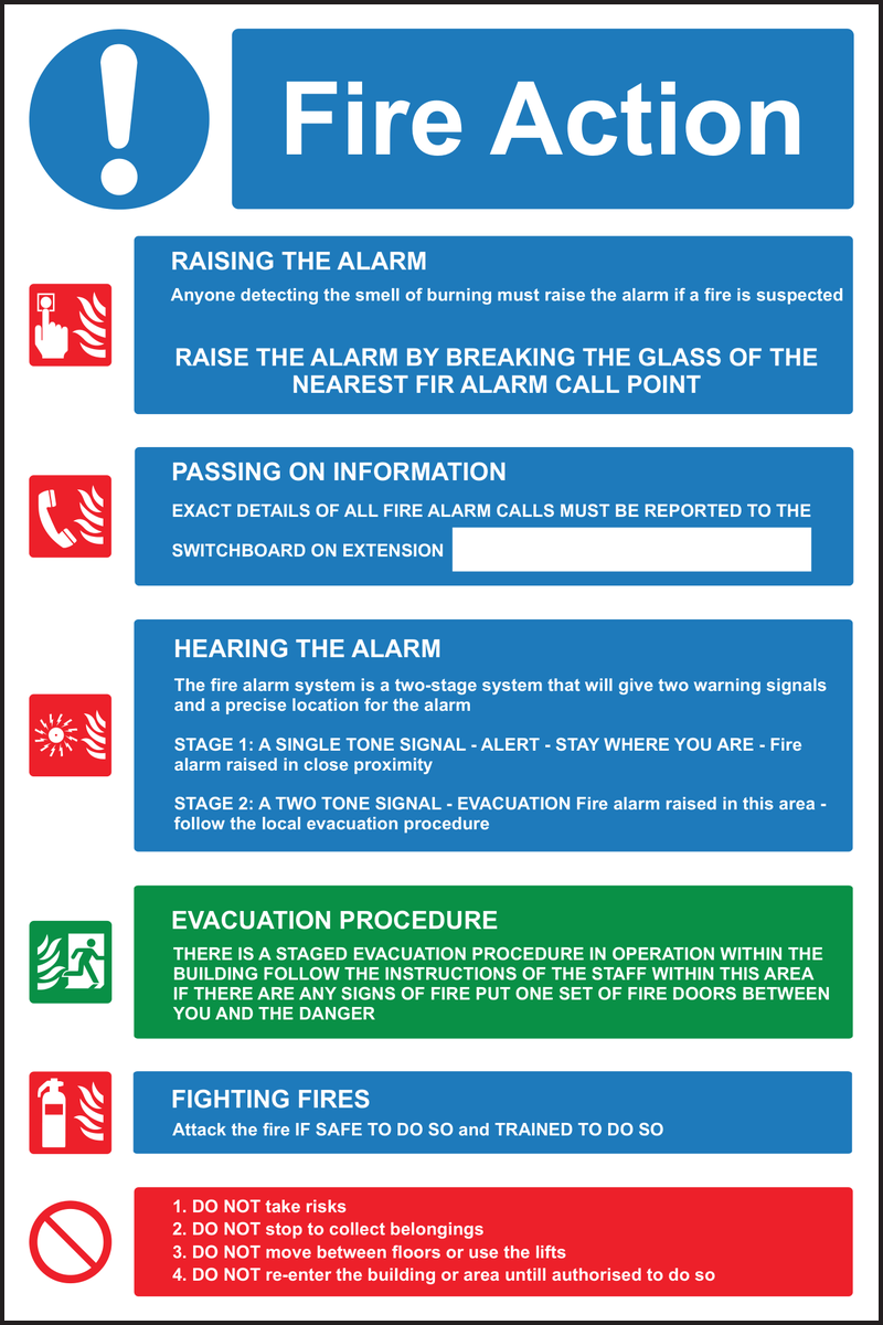 Fire Action Two Stage Alarm And Staged Evacuation Sign