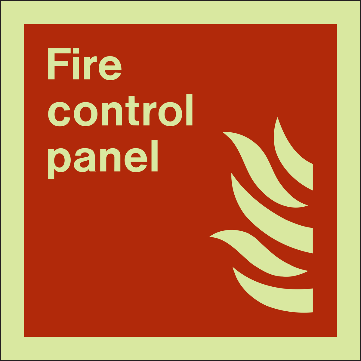 Fire control panel Photoluminescent sign
