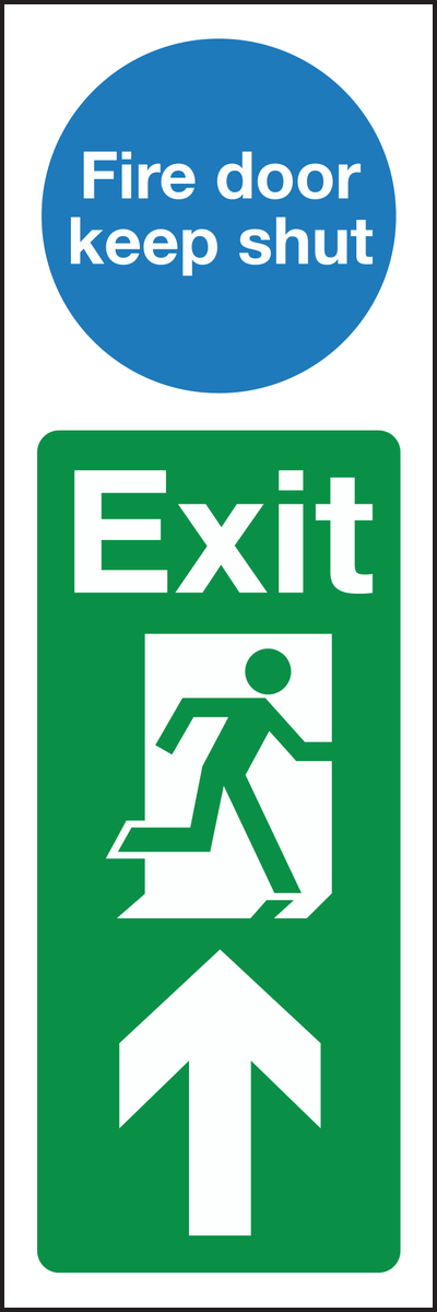 Fire door keep shut exit ahead sign