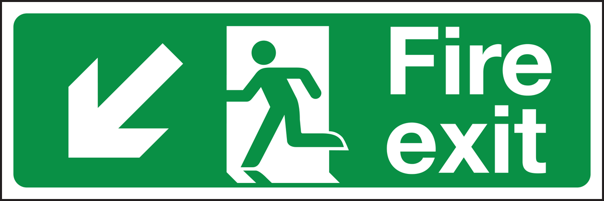 Fire exit arrow down left sign
