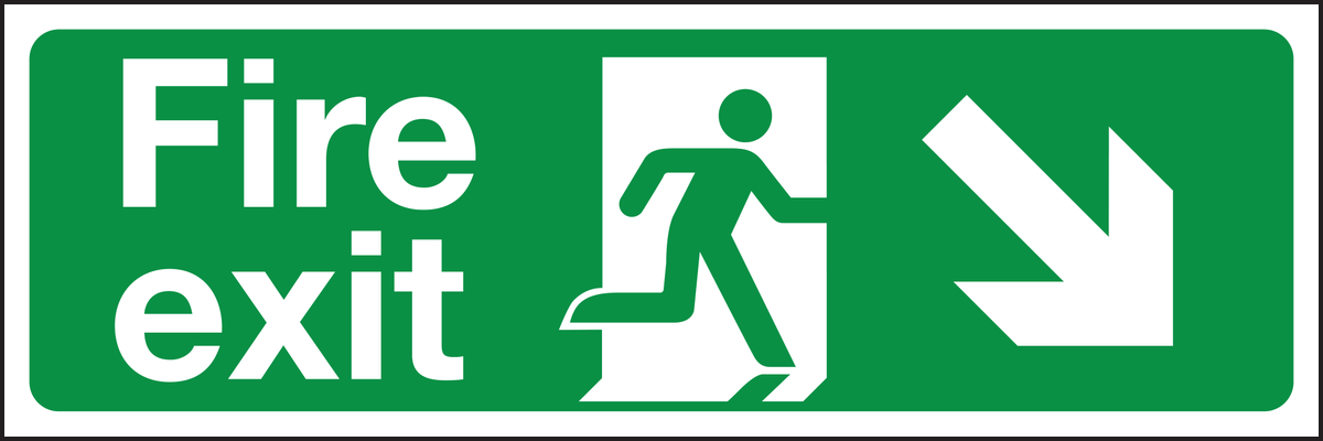 Fire exit arrow down right sign