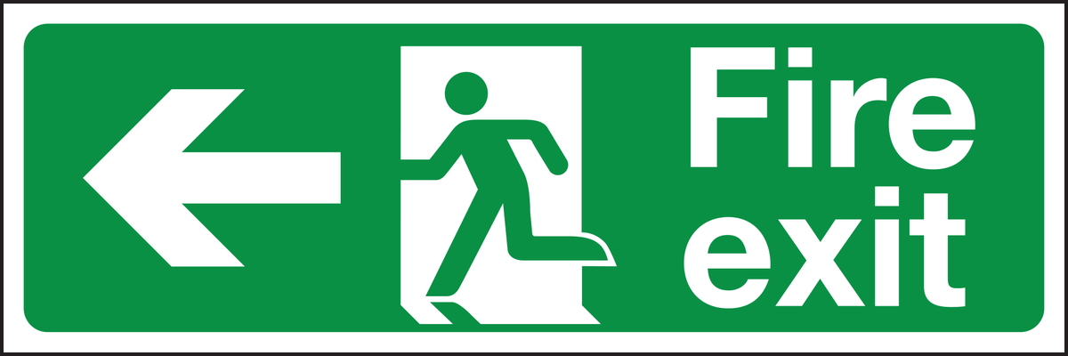 Fire exit arrow left sign