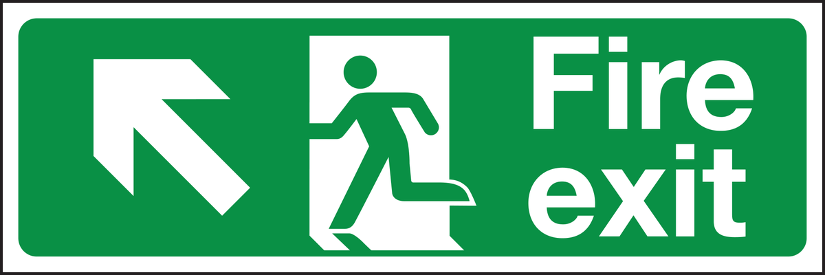 Fire exit arrow up left sign
