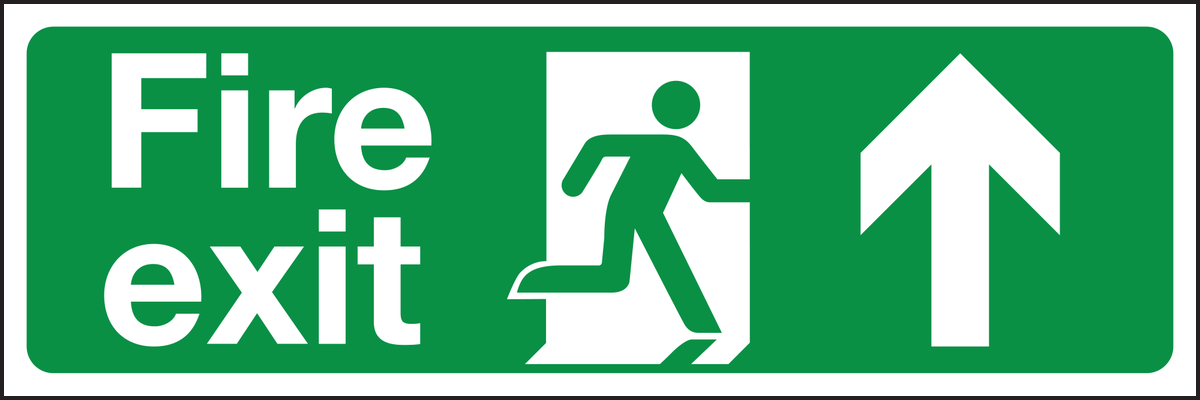 Fire exit arrow up sign