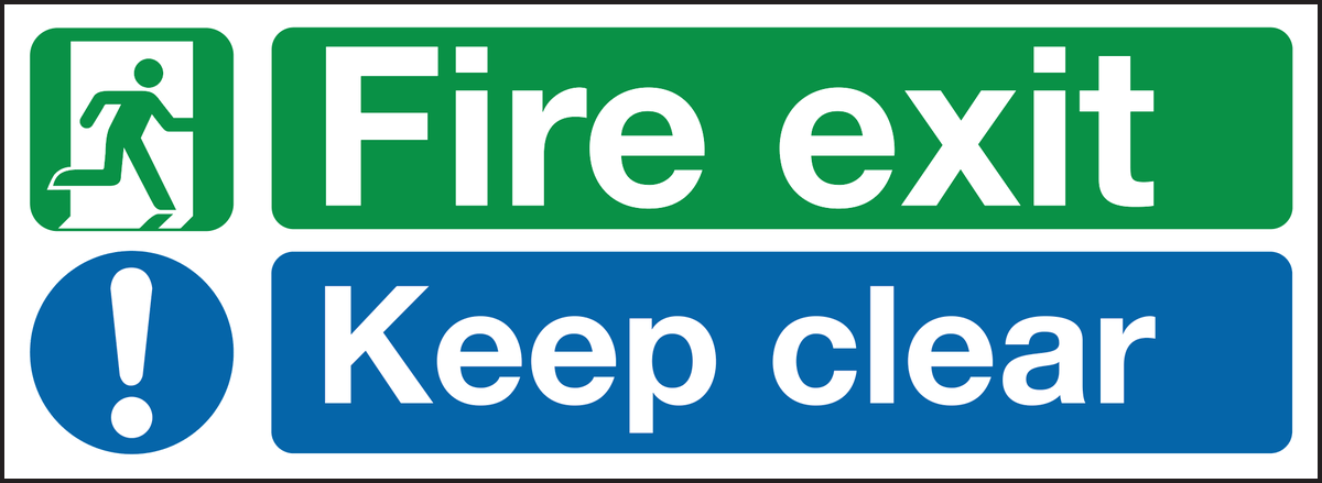 Fire exit keep clear sign