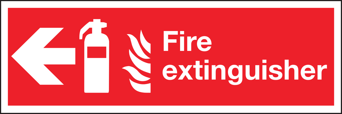 Fire extinguisher left sign