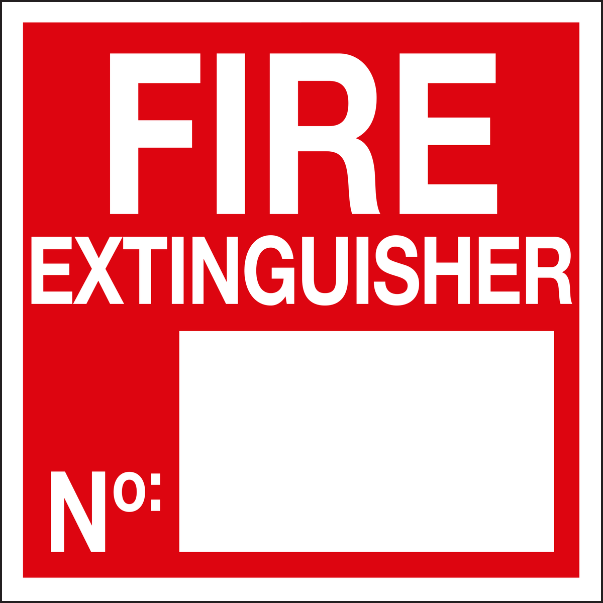 Fire extinguisher No. sign