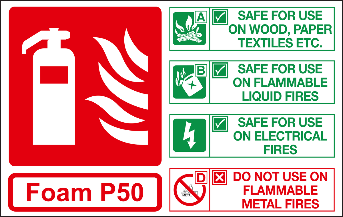 Foam P50 fire extinguisher id marker sign