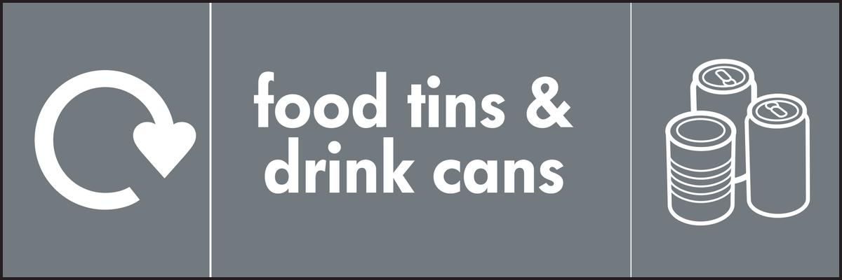 Food Tins & Drink Cans Waste Recycling Signs WRAP Recycling Signs