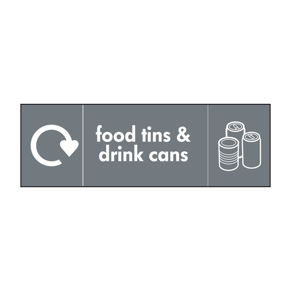Food Tins & Drink Cans Waste Recycling Signs WRAP Recycling Signs